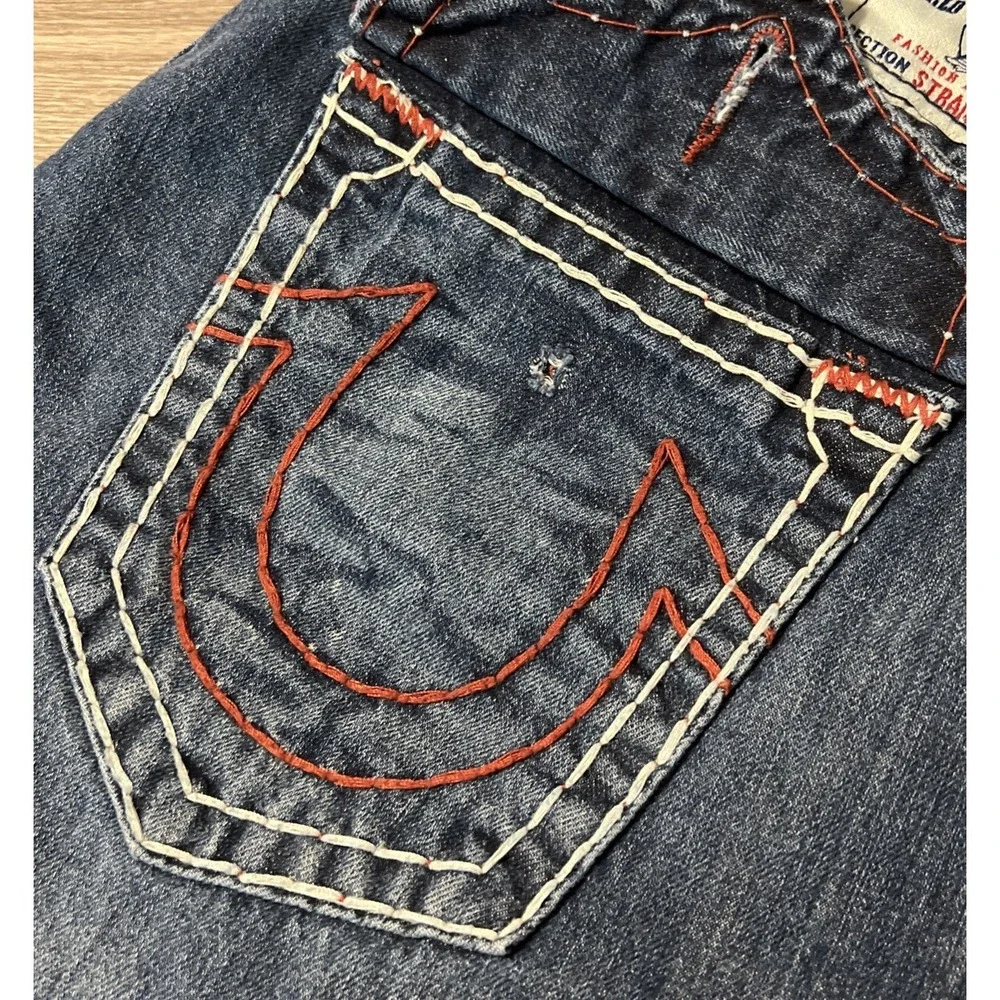 True Religion Men's Super T Flap Pocket Straight Leg Mid Rise Jeans Size 42x31